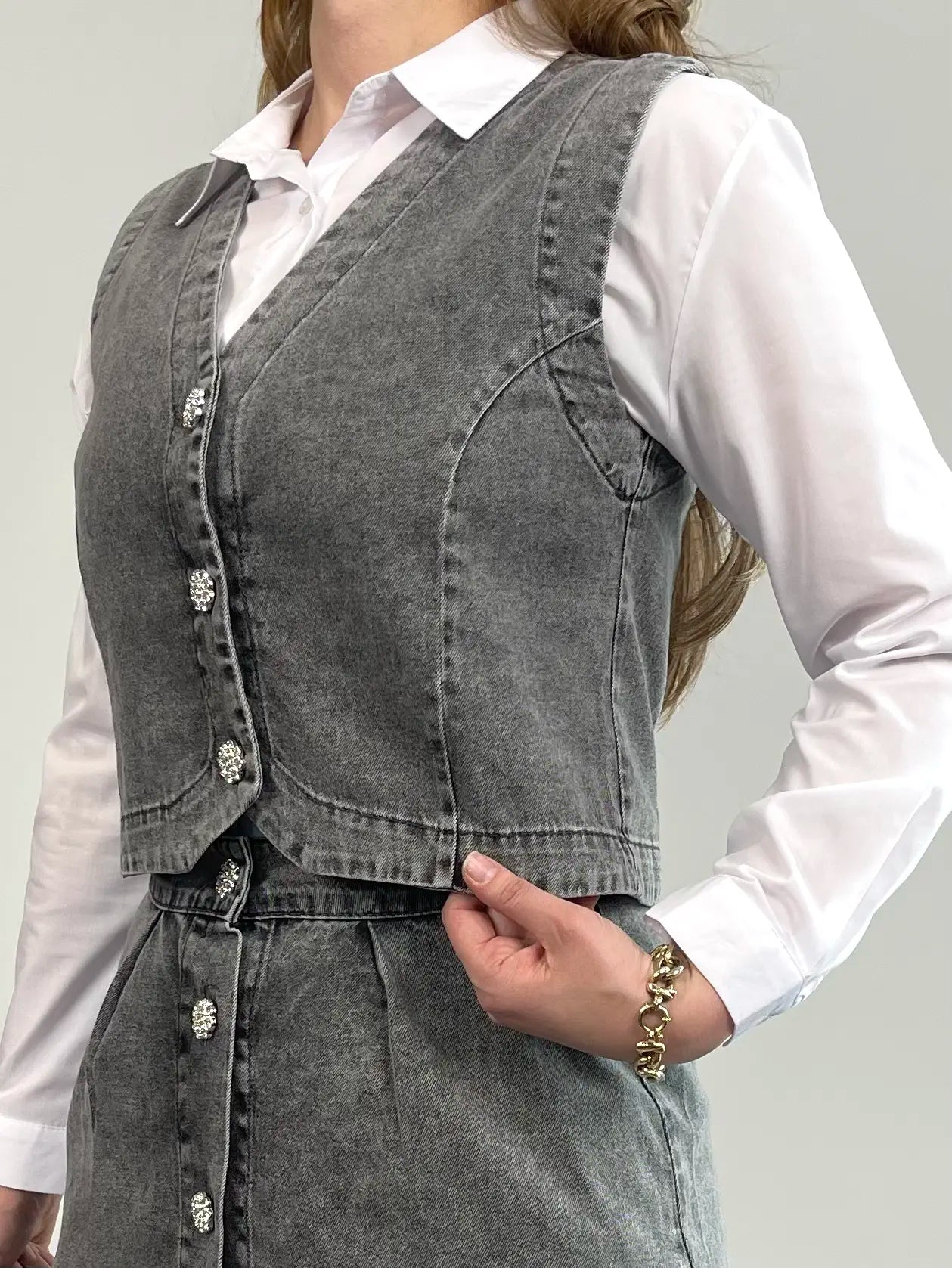 GRİ ÜÇLÜ DENIM TAKIM - ASKINKAYA